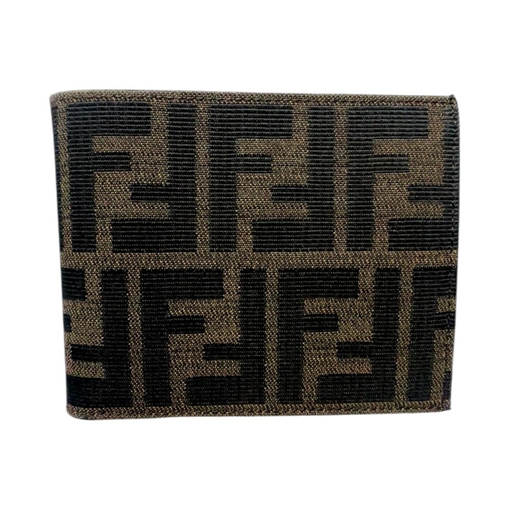 Fendi Zucca Bifold Wallet Canvas Leather Brown 5” x 4”